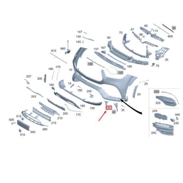 Mercedes-Benz W167 Front Bumper Radar Bracket (A1678857703/A1678857803)