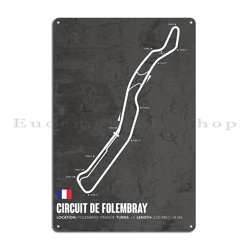 Карта гоночной трассы Circuit de Dijon Prenois Magny Cours Металлическая табличка Постер Таблички Классический Дизайн Печатный Бар Жестяной Знак Постер