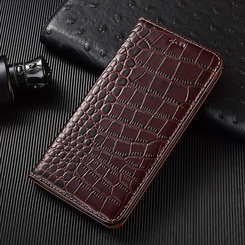 Crocodile Pattern Genuine Leather Flip Case for Apple iPhone 15 Pro Max / 15Pro Plus Business Retro Book Style Wallet Cover