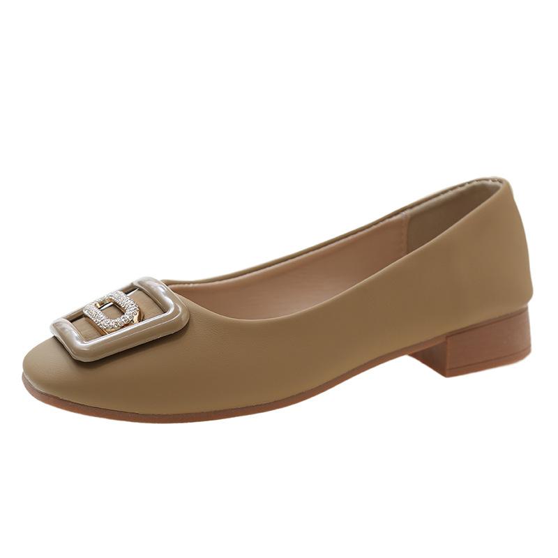 Женские туфли-лодочки на низком каблуке с квадратным носком, весенняя новая мода, туфли Мэри Джейн с открытым верхом и стразами, квадратная пряжка для женщин