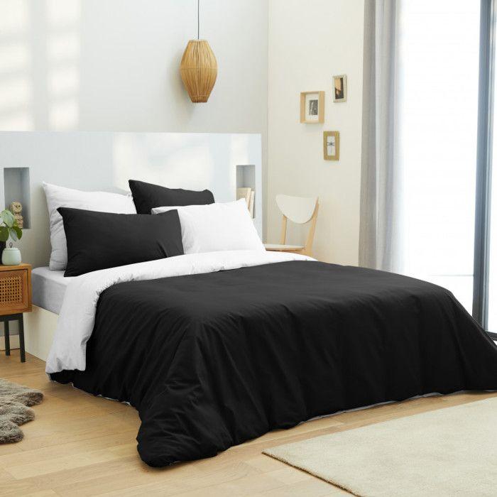 Complete Pack 6 Pieces Black/White Reversible Duvet Cover for Bed 140 X 190 Cm