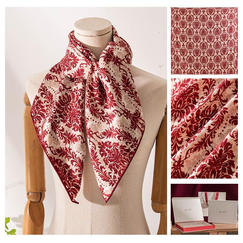 Vintage Silk Wool Square Scarf Fashion Shawl Commute Sun Protection