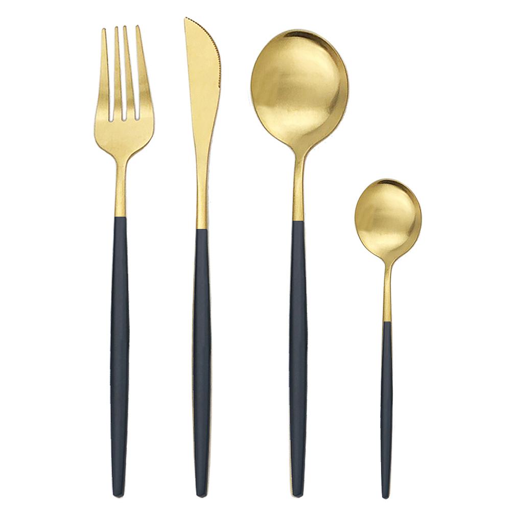 Gold Matte Cutlery 32Pcs/ Stainless Steel Dinnerware Set Cutlery Dinner Tableware Western Fork Set Dropshipping Silverware Set