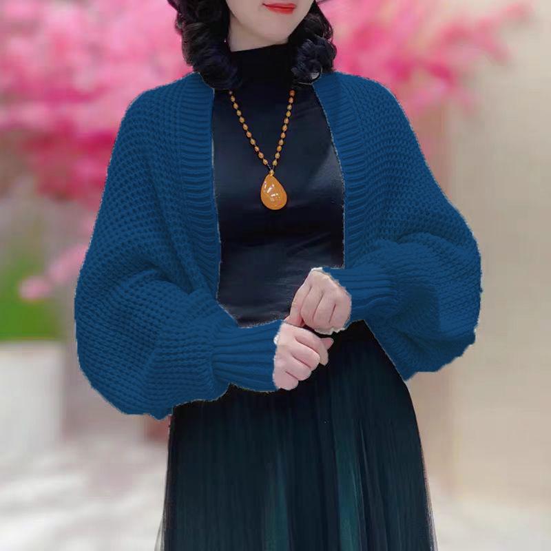 Женская вязаная шаль с длинным рукавом 2024 - Универсальный, модный кардиган для весны и осени, свободный и теплый, с элегантным стилем.