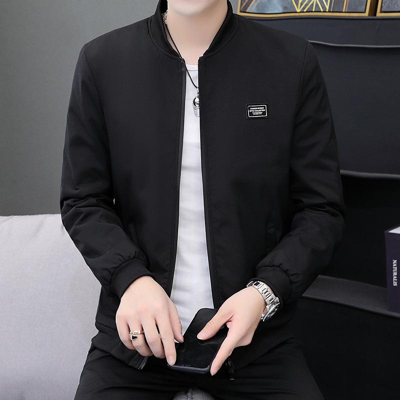 Jacket Men's Spring Baseball Collar Jacket Men's Commuting Simple Jacket Windproof Men's Trendy Youth Baseball Uniform