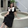 Doll Collar Dresses Women High Waist Puff Sleeve Sundress Sweet Bowknot Dress  Spring Summer