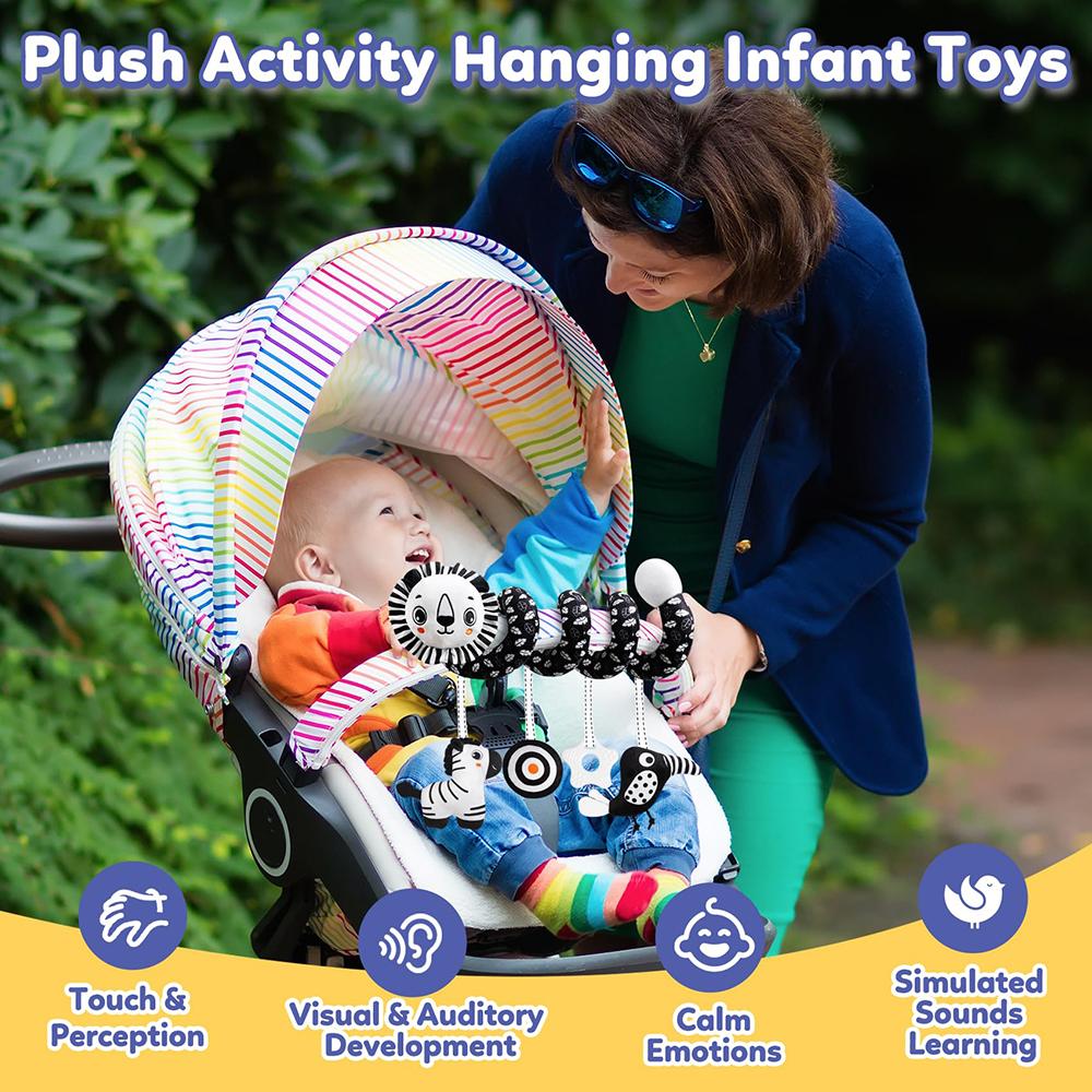 Детская игрушка для автокресла Черно-белый лев коала погремушка спираль подвеска развивающая игрушка для коляски для новорожденных мобиль для кроватки сенсорная игрушка подарки