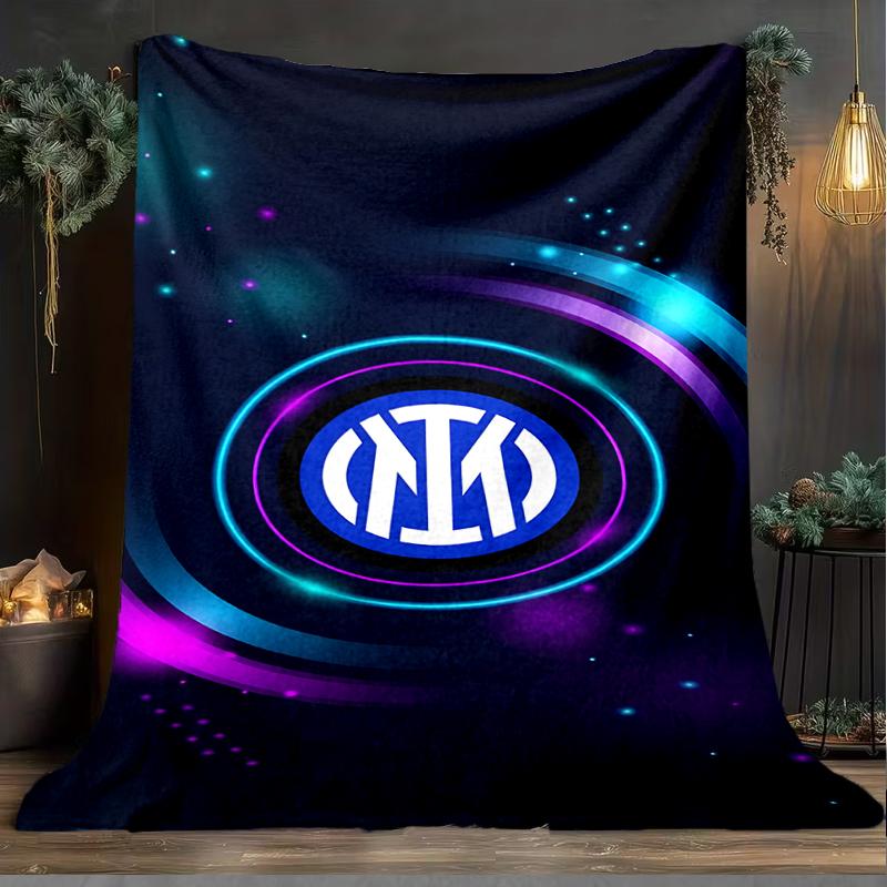 1PC Mi-lan FC Emblem Printed Soft Flannel Blanket Throw for Adult Bedroom Living Room Sofa Camping Travel Fan gifts Christmas Gifts