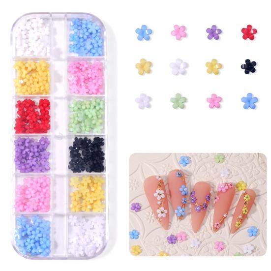 1 Box Nail Decoration Creative Shape Vivid Color Stunning Visual Effect Non-Fading Wide Application Decorative Resin Luxury Flower Bear Nail Supplies