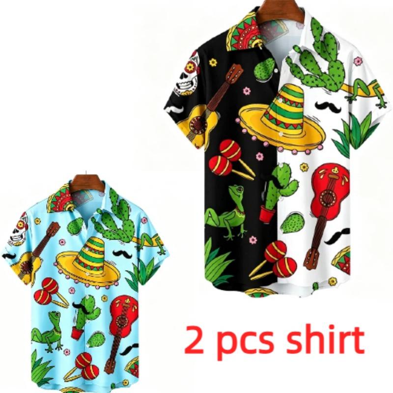 Vintage Fashion Men's Shirt Mexican Style 3D Printing Shirt Hawaiian Beach Vacation Clothing Men's Street Style Shirt Daily Men's and Women's Shirt
