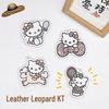 Leopard Print Leather Cat Pendant Keychain: Cute Charm for Bags & Phones