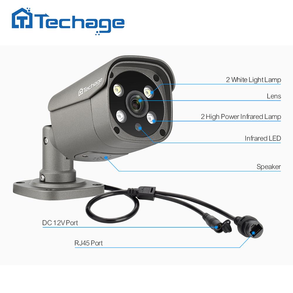 Techage 5-мегапиксельная IP-камера безопасности POE для обнаружения человека на открытом воздухе двухсторонняя аудио-видео камера наблюдения AI IP