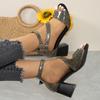 Женская обувь 2024 года, горячая распродажа, женские сандалии с пряжкой, летние, с открытым носком, повседневные, на толстом каблуке, сандалии большого размера, Zapatos De Mujer
