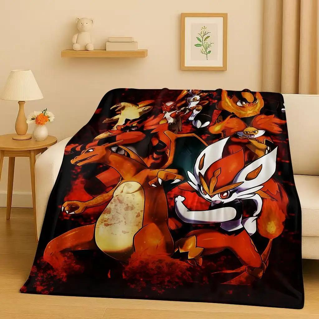 3D Charizard Pokemon Cartoon Christmas Gift Flannel Blanket,Ultra Soft Plush Throw for Home Bedroom Bed Sofa Cover Kids