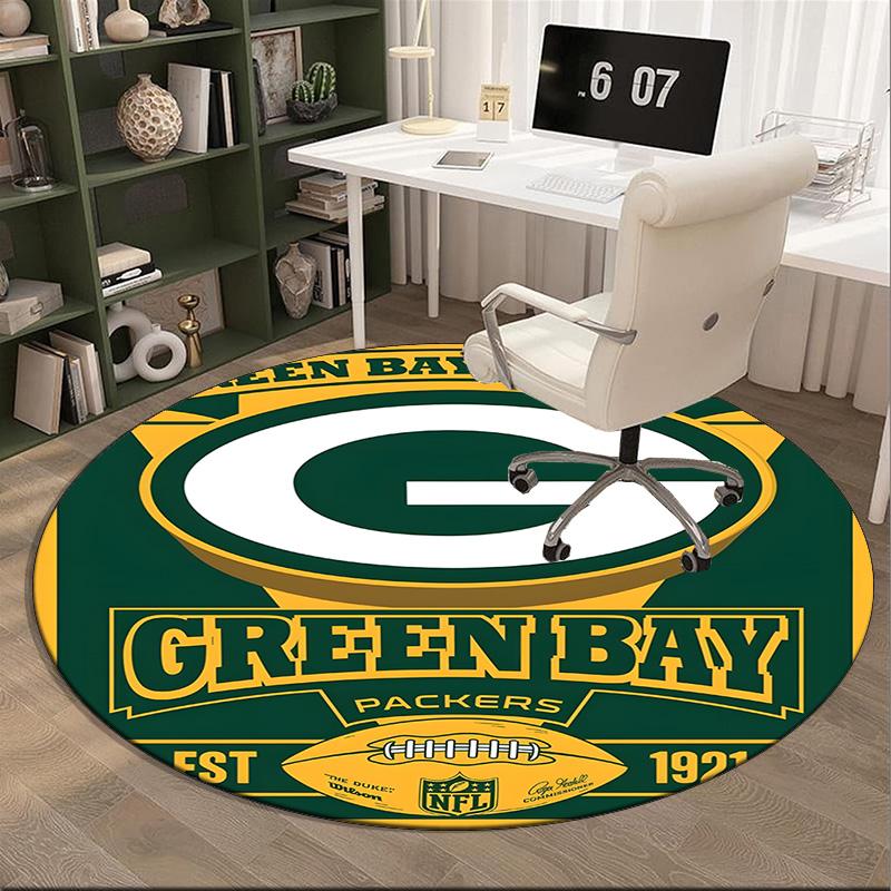 Green Bay Packers Logo Round Rug for Livingroom,Bedroom, Palyroom, Chair Rug, Area rug, Circle Carpet, Large Size Fan Christmas gift