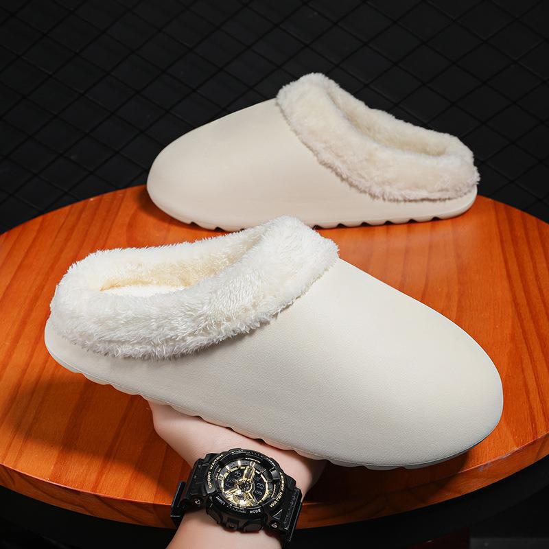Хлопковые тапочки мужские зимние с толстой подошвой водонепроницаемые и нескользящие для дома, наступая на дерьмо, пара для дома, полуперетаскивание