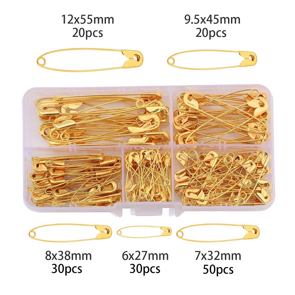 150Pcs/Box 27/32/38/45/55mm Safety Pins DIY Sew Brooch Durable Sewing Tools for Clothes Sewing