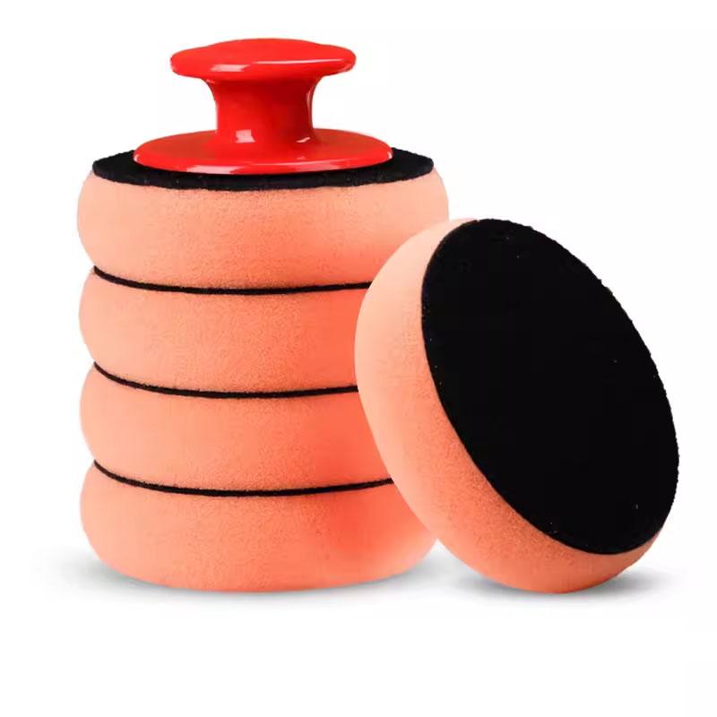 6pcs/set Car Wax Applicator Pads Set with Red Handle Soft Sponge Applicators Foam Wax Pad for Polishing and Cleaning Cars