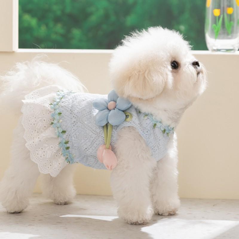 Pet Dog Dress Lightweight Breathable Floral Princess Style Toy Poodle Bichon Frise Small Breed