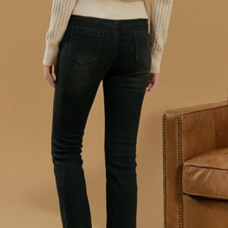 Bang Bang Women S Double bruShed Semi Bootcut Stretch Denim jeanS Black
