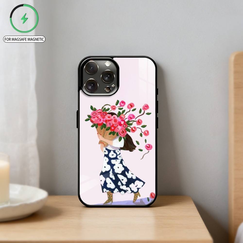 G-Girl Среди Цветов Чехол Для Телефона Для iPhone17,16,15,14,13,12,11 Plus,Pro Max Магнитный Для Magsafe Беспроводной Зарядки