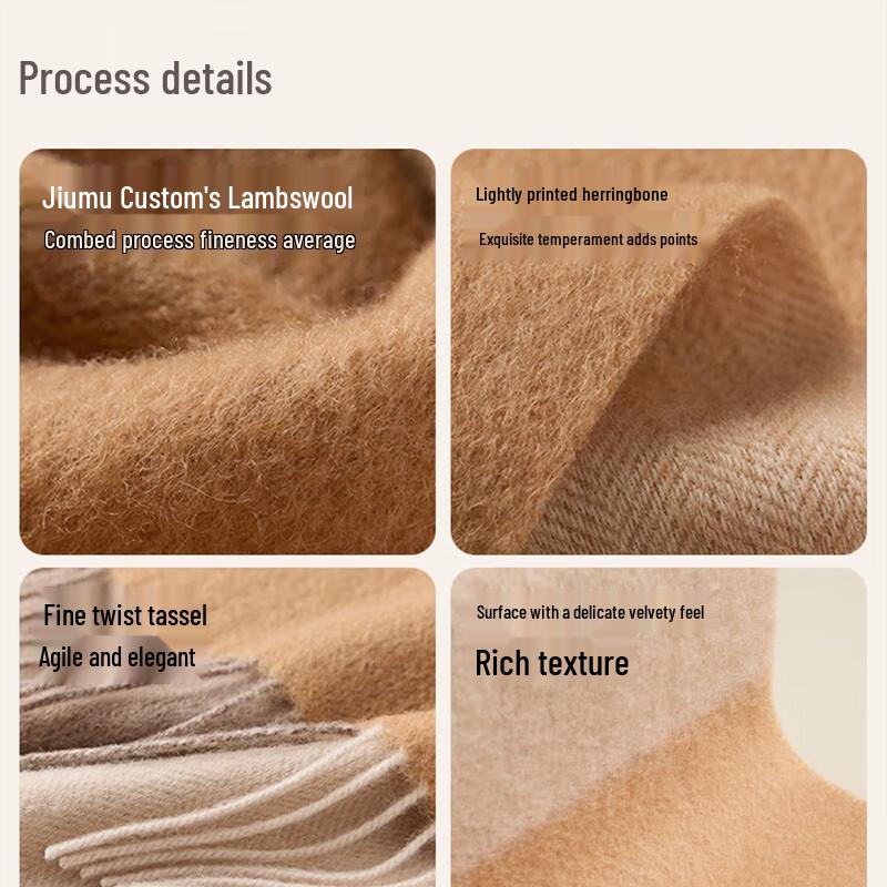 JIUMU Women's Pure Wool Color-block Knitted Scarf Shawl