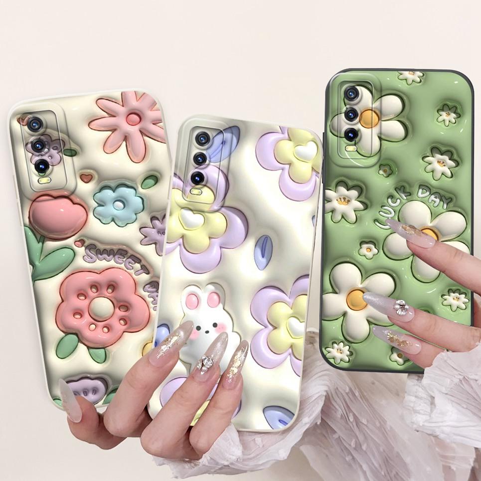 For Vivo V2027 V2028 V2029 Back Cover Vivo Y11S Y12s Y12a Y20 Y20s Y20i Case Girly Fashion Funda Soft Liquid Silicone Bumper