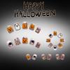 Spider-Web Ghost Pumpkin Glitter Press On Nails 24 Pieces Resin Square Shape Halloween Party Wearable Nail Set for Women Teens