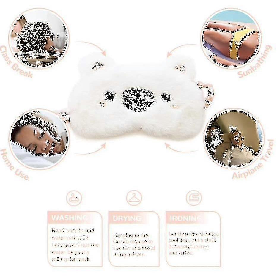 Cute Sleep Mask - Soft And Comfortable Animal Plush Blindfold Eye Coverwhite1pcs