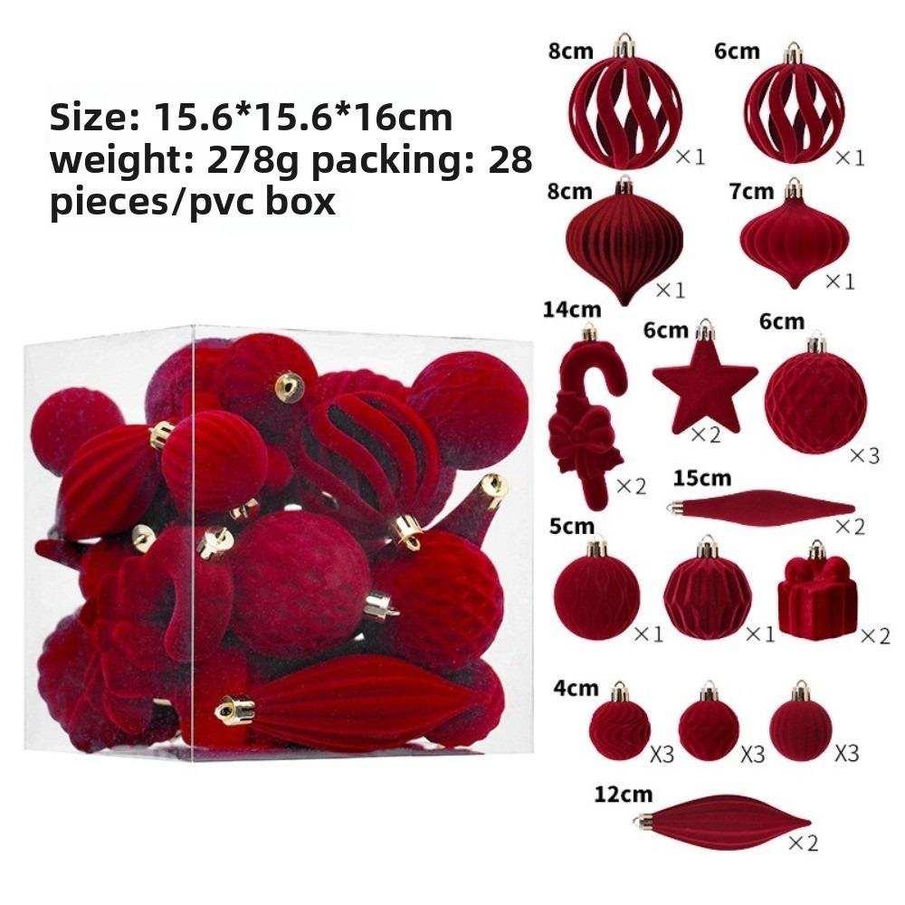28pcs Special-shaped Xmas Tree Charm Flocked Christmas Supplies Party Decoration