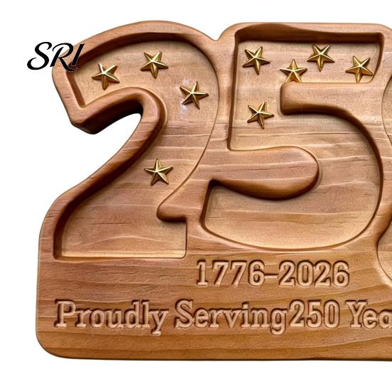 Scratch-resistant Serving Tray Wooden Charcuterie Tray, 250th Anniversary Patriotic Platter USA Plate for Cheese Salami Snacks, Durable Kitchen Decor