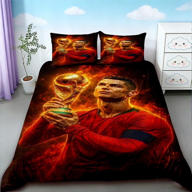 Подростковый пододеяльник CR7 Футбольный комплект постельного белья с Криштиану Роналду для комфортного и дышащего декора спальни Подарки