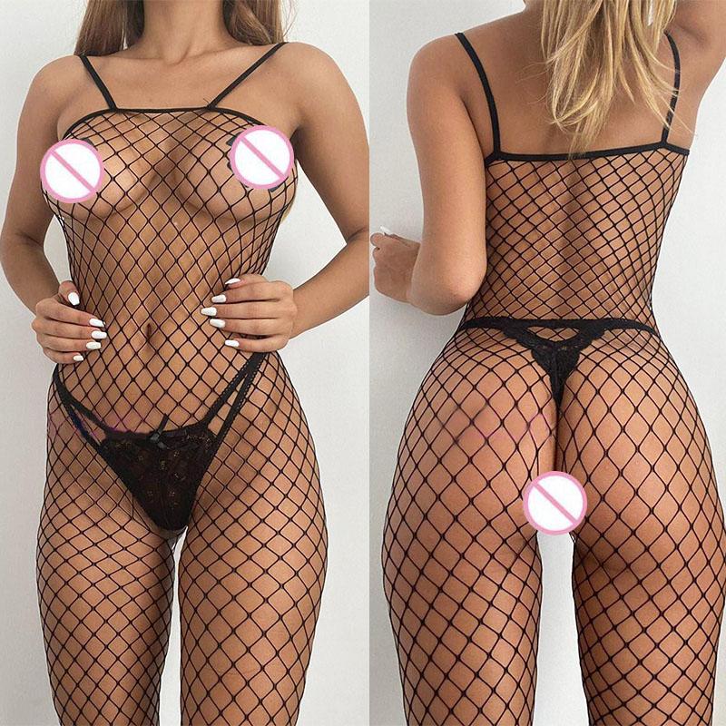 Trend Sexy Open Crotch Bodystockings Women Sexy Lingerie Sheer Fishnet Bodysuit Lace Underwear Erotic Outfits Crotchless Tights