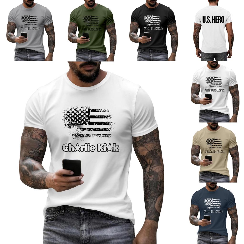 Men's Printed Short Sleeve T-Shirt Men's Loose Casual Short Sleeve Top