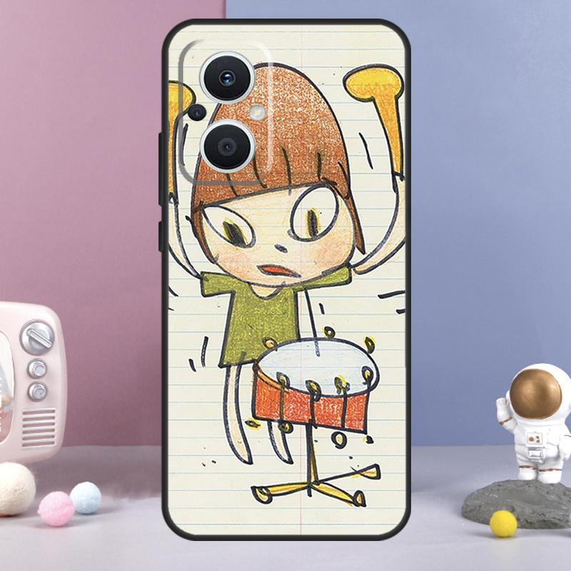 Cartoon Aesthetic Yoshitomo Nara Funda For OPPO Reno 14 F 11F 12F 13F 10 11 12 13 Pro 7 8 Lite OPPO Find X8 X6 X5 X9 Pro Case