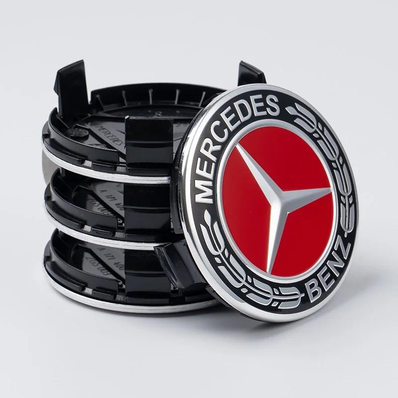 New 4 Pieces/Set Mercedes Benz AMG Wheel Center Hub Caps 75mm Diameter with Embossed Benz Emblem Tire Rim Covers for W203 W206 W220