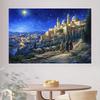 1pc 2D Christmas-themed background cloth: Dreamy starry sky and Bethlehem City, classic shepherd scene, festive decorati