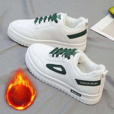 Флисовые Зимние Маленькие Белые Туфли Женские Новые Весенне-Осенние Универсальные Туфли на Платформе-Маффине Спортивно-Повседневные Холщовые Кеды