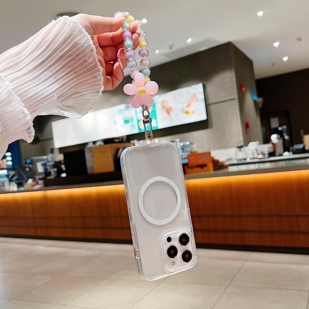 Ремешок на запястье для мобильного телефона с подвеской в виде цепочки из бусин для мобильного телефона с подвеской в виде бусины для телефона с брелоком для девочек