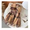 Осенне-зимний клетчатый шарф для женщин, теплая женская шаль с кисточками из искусственного кашемира