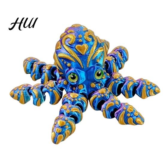 3D Printed Ocean Animal Toy Articulated Octopus Figurine, Movable Joints Fidget Toy, PLA Figure Flexible for Home Office Desk Decoration Figurine