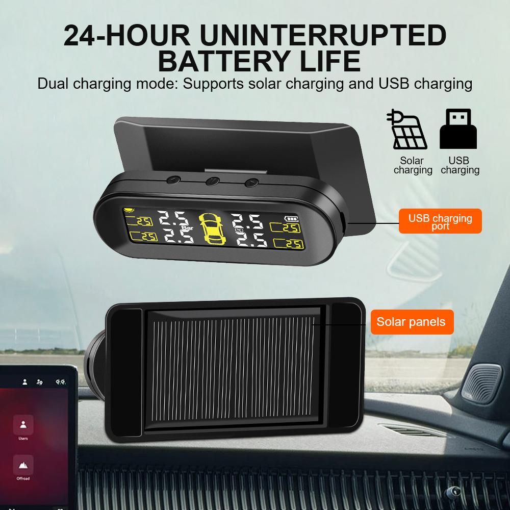 4 датчика TPMS Автомобильная солнечная TPMS Система контроля давления в шинах Автомобильный монитор шин Вращающийся держатель Автомобильная охранная сигнализация Комплект T10