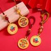Ethnic Style Gold Sand Cloisonné Goddess of Wealth Pendant Mobile Charm Keyring