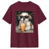 Funny Shih Tzu Drinking Iced Coffee Dog Meme TShirt Harajuku TShirts ShortSleeve Aesthetic Tshirt Cotton 4XL 5XL 6XL Clothes