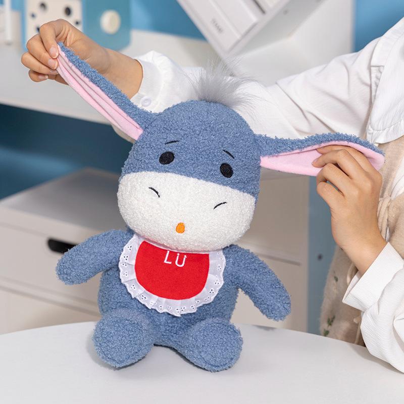 Cute and Stubborn Little Donkey Doll Plush Toy Cute Bib Donkey Doll Girl Sleeping Pillow Birthday Gift
