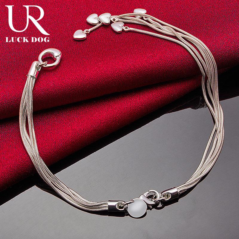 Браслет с подвеской в форме сердца из стерлингового серебра 925 пробы с несколькими змеями Модные свадебные украшения