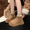 Зимние ботинки хлопковые туфли 2025 зима новые бархатные утолщенные северо-восточные на толстой подошве нескользящие на молнии женские ботинки на плоской подошве короткие ботинки