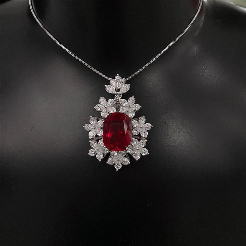 New 2022 Wedding Necklace for Women Luxury Red/White Cubic Zirconia Bridal Marriage Ceremony Party Pendant Necklace Jewelry