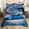 Racing Car Duvet Cover Race Car Speed Sports for Teens Children Boys Man Gifts Fashion Bedroom Decorations Blue Grey Queen King
