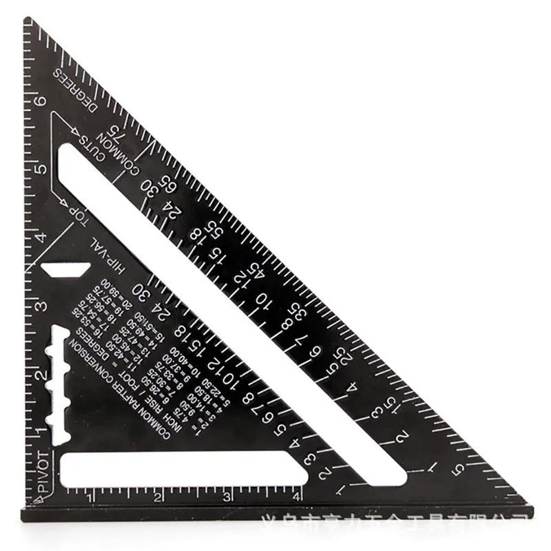 7/12inch Metric Aluminum Alloy Triangle Angle Ruler Protractor Woodworking Measurement Tool 30cm Quick Read Square Layout Gauge